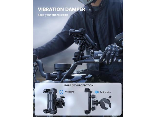 Lamicall Motorcycle Phone Mount Holder - [Dual Vibration Dampener] [Upgrade Handlebar Clip] Motorcycle Cell Phone Holder, Bike Phone Mount, Fit...