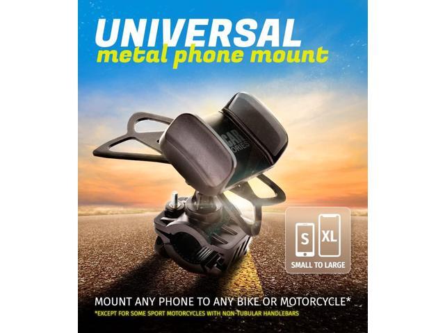Metal Bike & Motorcycle Phone Mount for Any Smartphone (iPhone 14 Pro Max/Mini, Galaxy S23). Unbreakable Handlebar Cell Phone Holder for Bike,...