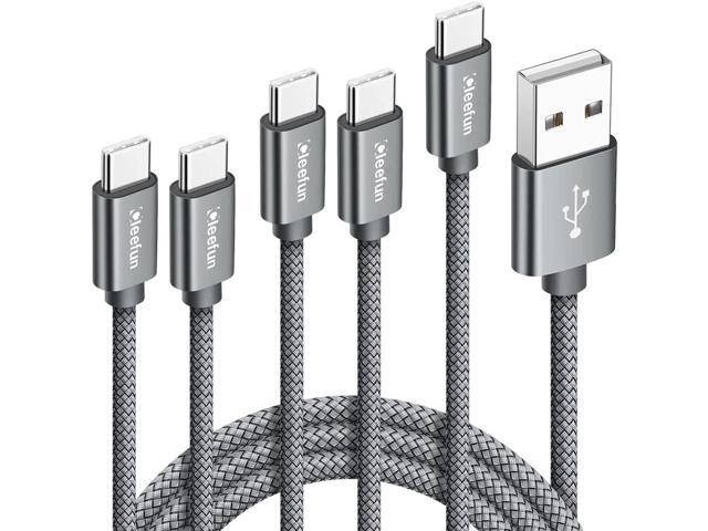 CLEEFUN USB C Cable, USB to USB C Cable Braided, [5 Pack, 3/3/6/6/10 ft] Type C Charger Fast Charging Cable for iPhone 16 15 Pro Max/Pro/Plus, for...