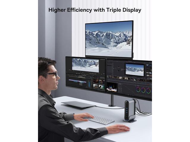 Baseus 17-in-1 Docking Station, Laptop Docking Station 3 Monitors with 3 * 4K HDMI, USB C Docking Station with 7 USB, 1000Mbps Ethernet, 100W PD,...