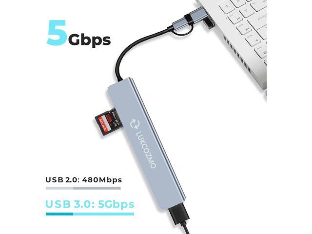 USB Hub USB C Hub USB Splitter 7 in 1 USB Extender with 4 USB Port 1 USBC Port TF/SD Card Reader Audio Output Compatible with MacBook/Pad...