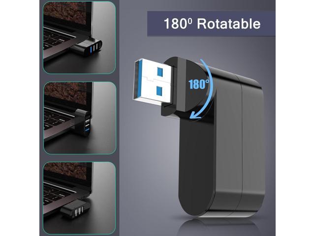 4-Port USB 3.0 Hub [90°/180° Degree Rotatable], USB Splitter with 3 USB Ports & 1 USB C Power/Data Port, USB Extender for Laptop, Car, iMac,...