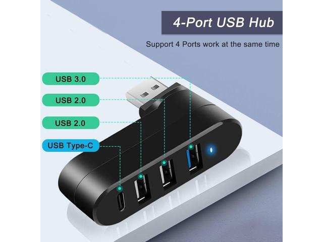 4-Port USB 3.0 Hub [90°/180° Degree Rotatable], USB Splitter with 3 USB Ports & 1 USB C Power/Data Port, USB Extender for Laptop, Car, iMac,...