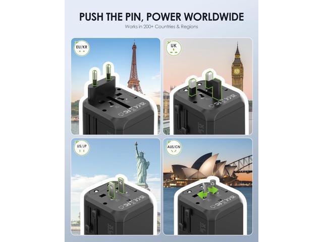 EPICKA 35W Universal Travel Adapter with 2 AC Outlet, European Travel Plug Adapter with PD Fast Charging, 6-Port (2 AC/2 USB-C/3 USB-A)...