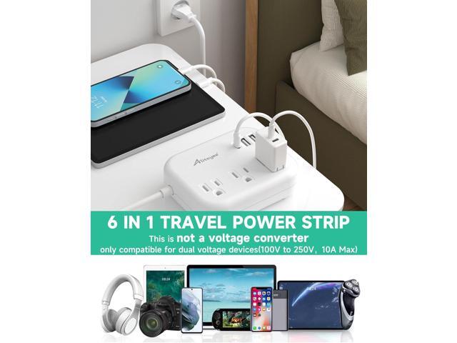 European Travel Plug Adapter, Alitayee EU/UK/US Travel Power Strip with 3 Outlets 3 USB Ports, International Universal Plug Adapter with 3ft...
