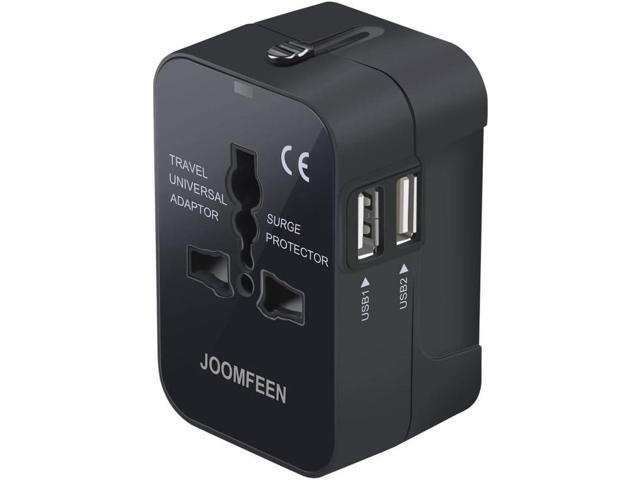 Travel Adapter, JOOMFEEN Worldwide All in One Universal Power Wall Charger AC Power Plug Adapter with Dual USB Charging Ports for USA EU UK AUS...