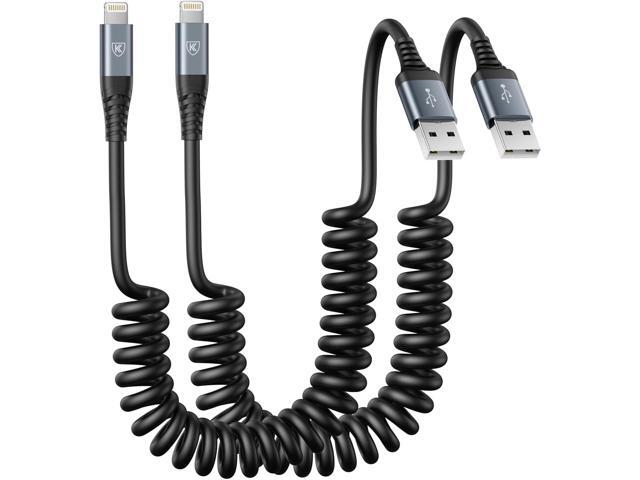 Coiled Lightning Cable, iPhone Charger Cable 3FT for Car, 2 Pack [Apple MFi Certified] 3 Feet Lightning Cord Compatible with iPhone14/13/12/11 Pro...