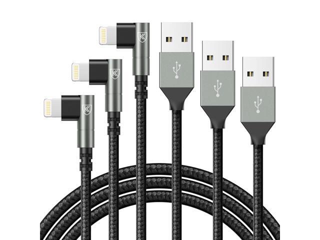 90 Degree iPhone Charger 6FT, [Apple MFi Certified] 3Pack Fast Charging Cables Cord,6Feet Right Angle Nylon Braided USB Lightning Cable for iPhone...