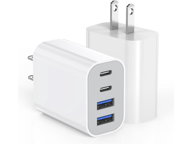 40W iPhone 17 16 Charger Block,2Pack 4-Port Fast USB C Charger Blocks,Multiport PD Power Adapter & QC Phone Charging Apple Adapter for iPhone 17...