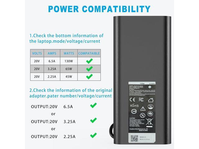 130W USB-C Laptop Charger Compatible with Dell Laptop Charger,AC Adapter Power Cord for Dell XPS 15 2-in-1 9575 XPS 17 Precision 5530 2-in-1 5550...
