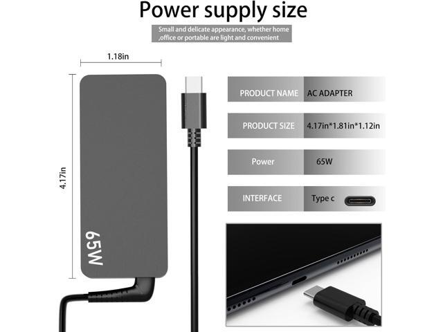 65W Charger Fit for Lenovo ThinkPad Yoga Chromebook X1 Z13 L14 E14 C14 P14s E15 P15s P16s T14 T490 T490s T590 L13 E16 L480 L490 L590 USB Type C Laptop