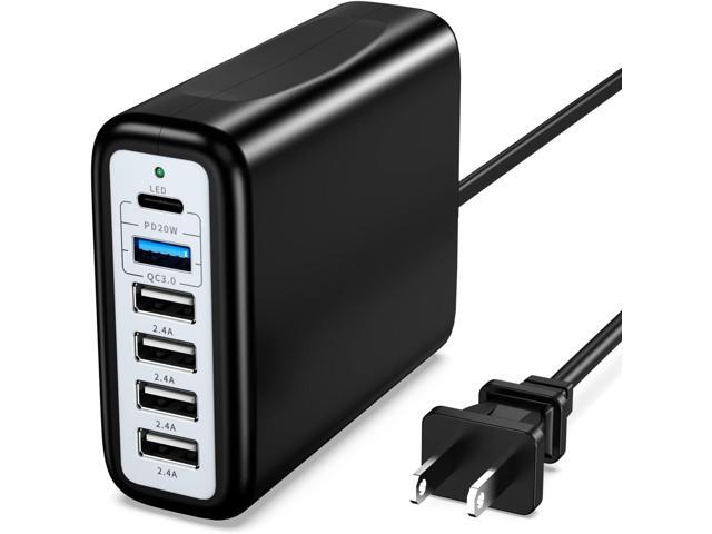 USB C Charging Station Fast Wall Charger USBC Charging Power Hub for Multiple Device Desktop Charge Block 6 Ports Pd3.0 Rapid Strip Adapter.