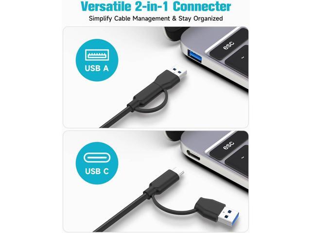 Powered USB Hub, ikuai 7-Port USB 3.2 / USB C Hub, with 3 10Gbps Data Ports (2 USB-C + 1 USB-A) and 4 USB A 3.0 Ports for PC Laptops