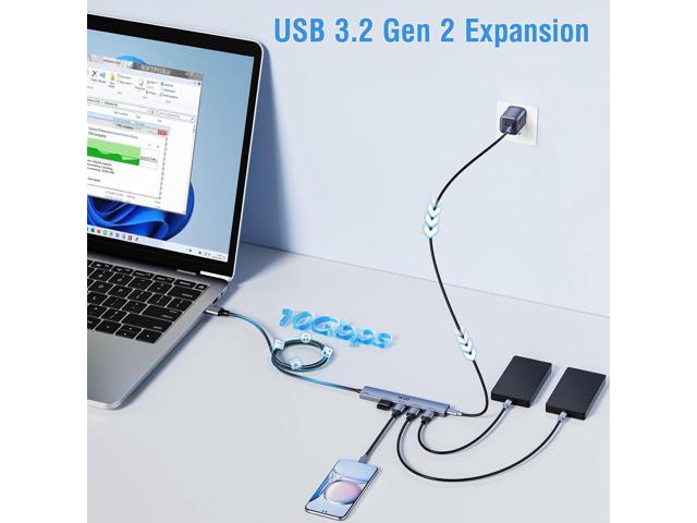 ICZI USB 3.2 Hub 10Gbps 4 Ports Splitter USB 3.2 Gen 2 with 4FT Extender Cable for Laptop, Desktop PC, Xbox, PS5, iMac, Surface Pro, Xps