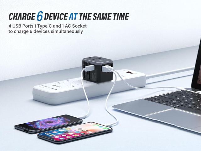 EPICKA Universal Travel Adapter, European Travel Plug Adapter (Not a Voltage Converter) - International Power Adapter Worldwide Charger with USB-C...