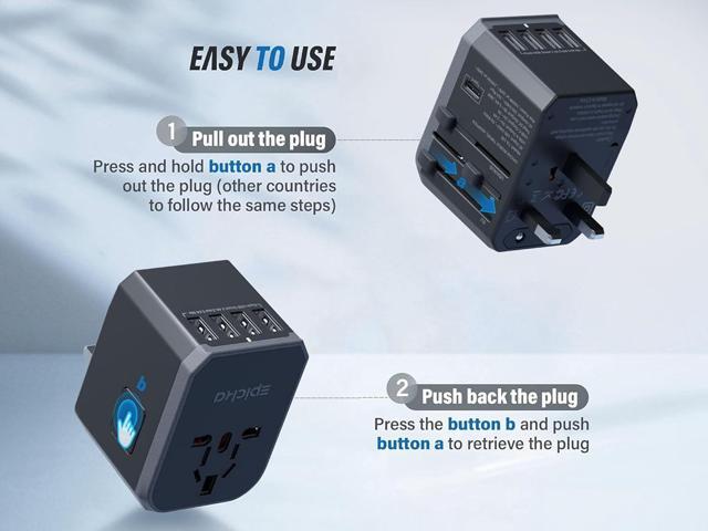 EPICKA Universal Travel Adapter, European Travel Plug Adapter (Not a Voltage Converter) - International Power Adapter Worldwide Charger with USB-C...