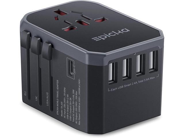 EPICKA Universal Travel Adapter, European Travel Plug Adapter (Not a Voltage Converter) - International Power Adapter Worldwide Charger with USB-C.