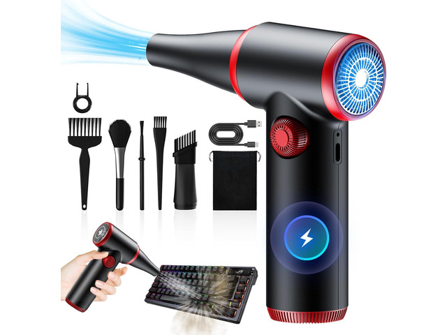 ATEngeus Compressed Air Duster, Stepless Speed Electric Air Duster, 100500RPM Cordless Air Duster with LED Light, Rechargeable Air Blower Replaces...