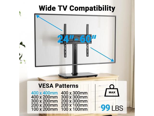 PERLESMITH Universal Swivel TV Stand for 24-60 inch TVs up to 99 lbs, 8 Height Adjustable Table Top TV Stand, TV Base Stand with Tempered Glass...