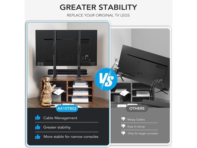 AX WABER Universal TV Stand, Table Top TV Stand Base Wobble-Free Replacement for Most 24 to 80 Inch LCD LED TVs, 7 Height Adjustable TV Legs Hold...