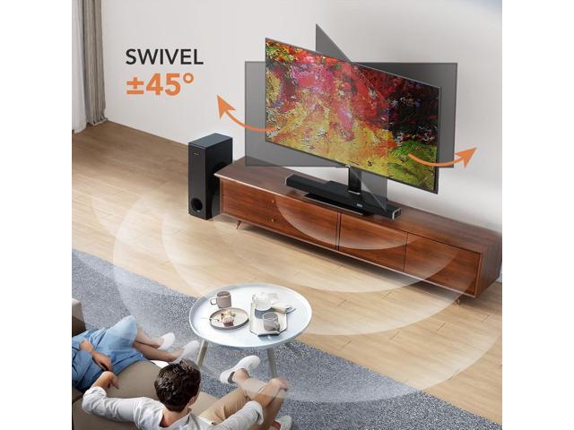 Universal Swivel TV /Table Top TV Stand for 19 to 43 inch TVs with 90 Degree Swivel, 4 Level Height Adjustable, Heavy Duty Tempered Glass Base,...