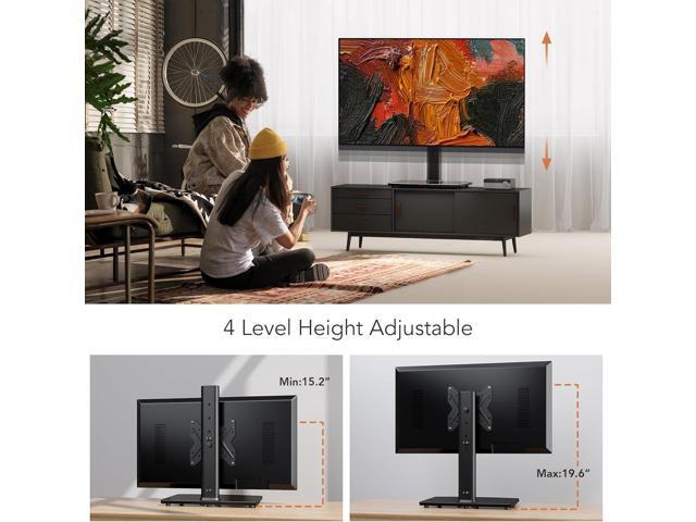 Universal Swivel TV /Table Top TV Stand for 19 to 43 inch TVs with 90 Degree Swivel, 4 Level Height Adjustable, Heavy Duty Tempered Glass Base,...
