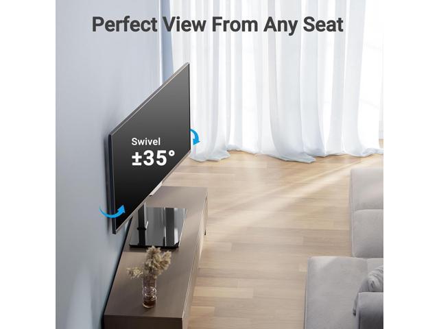 PERLESMITH Universal Swivel TV Stand Mount for 37-80 Inch LCD OLED Flat/Curved Screen TVs-Height Adjustable Table Top TV Stand/Base with Wire...