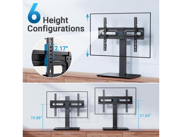 PERLESMITH Universal Swivel TV Stand Mount for 37-80 Inch LCD OLED Flat/Curved Screen TVs-Height Adjustable Table Top TV Stand/Base with Wire...
