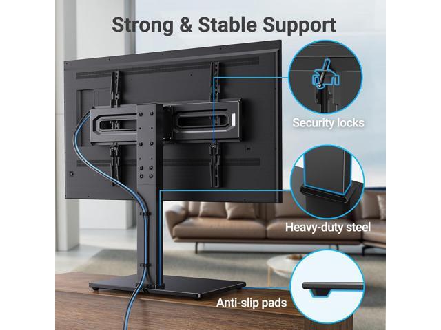 PERLESMITH Universal Swivel TV Stand Mount for 37-80 Inch LCD OLED Flat/Curved Screen TVs-Height Adjustable Table Top TV Stand/Base with Wire...