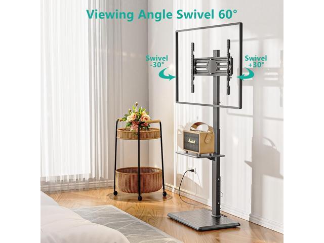 WALI Floor TV Stand with Power Outlet & AV Shelf, Tall TV Stand Mount for 32-75 inch TV up to 110 lbs, Swivel and Height Adjustable TV Stands with...