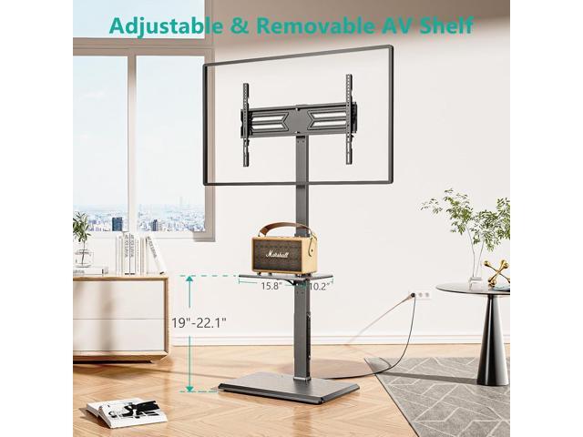 WALI Floor TV Stand with Power Outlet & AV Shelf, Tall TV Stand Mount for 32-75 inch TV up to 110 lbs, Swivel and Height Adjustable TV Stands with...