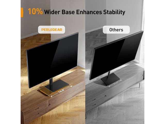 Perlegear Tabletop TV Stand, Universal TV Stand for 2360 Inch LCD LED OLED TVs, Height Adjustable TV Base Stand with Tempered Glass Base Cable...