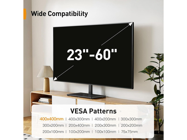 Perlegear Tabletop TV Stand, Universal TV Stand for 2360 Inch LCD LED OLED TVs, Height Adjustable TV Base Stand with Tempered Glass Base Cable...