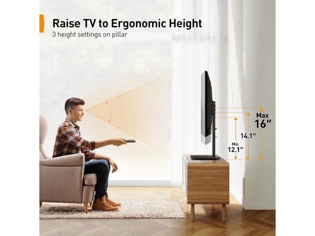Perlegear Tabletop TV Stand, Universal TV Stand for 2360 Inch LCD LED OLED TVs, Height Adjustable TV Base Stand with Tempered Glass Base Cable...