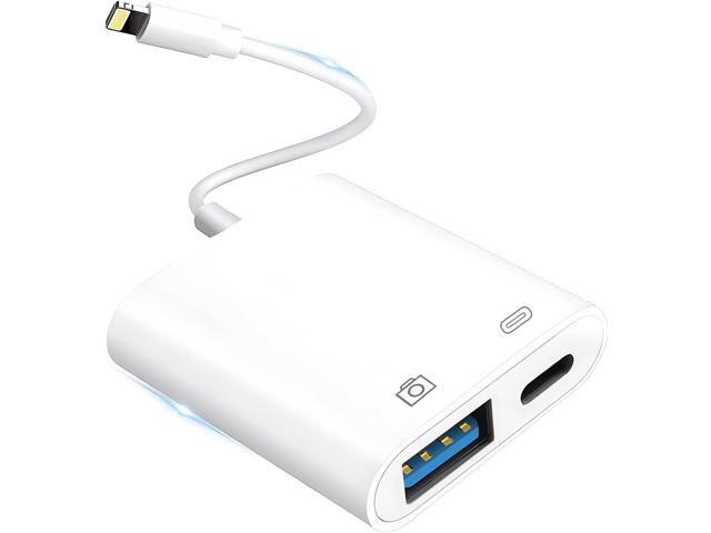 Lightning to USB Camera Adapter for iPhone with Lightning Charging Port USB 3.0 Female OTG Cable Keyboard Mouse No Support USB C, SSD
