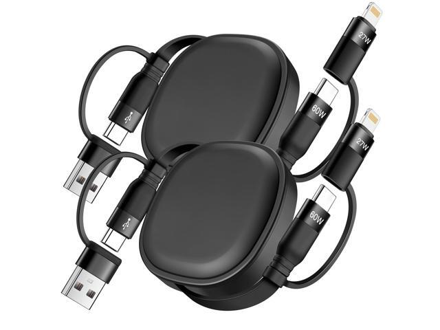Multi Charging Cable, 2Pack 5 in 1 Retractable Lightning Charger Cable 60W USB C to USB C Fast Charging,Multiple USBC Cord Multi Car Charger for...