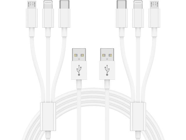 Multi Charger Cable 6Ft 2Pack, 3 in 1 Charging Cord, Universal Phone Charger, Multiple Charger Wire USB-A to Lightning/USB-Type C/Micro USB...