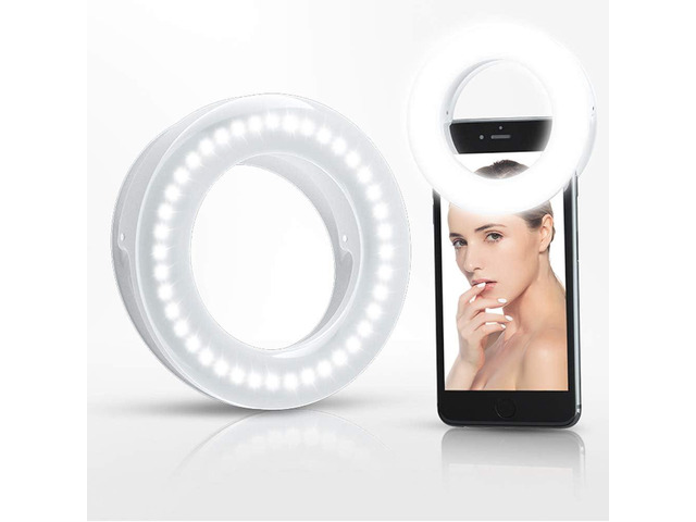 XINBAOHONG Selfie Ring Light Rechargeable Portable Clip-on Selfie Fill Light with 40 LED for Smart Phone Photography, Camera Video, Girl