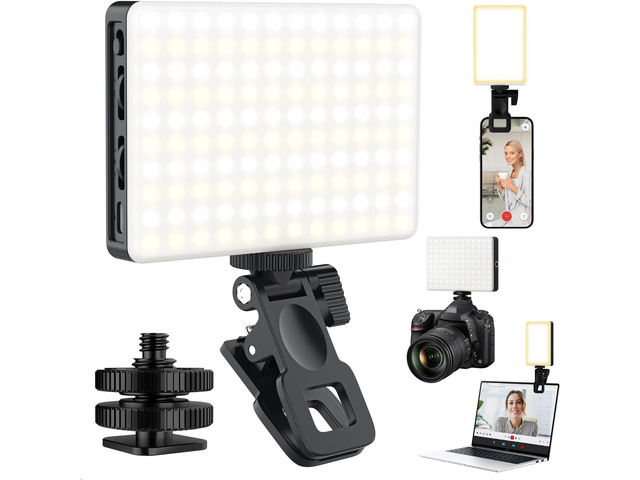 120 LED Selfie Light for iPhone, Portable Phone Light with Clip & Camera Tripod Adapter - 5000mAh Rechargeable, 3 Lighting Modes, CRI 97+ for Video...