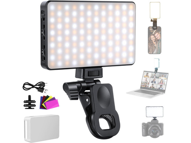 NEEWER Basics LED Selfie Phone Light, Rechargeable 2500-9000K Clip On Fill Light, Color Films/Diffuser/3000mAh, CRI95+ Dimmable Video Conference...