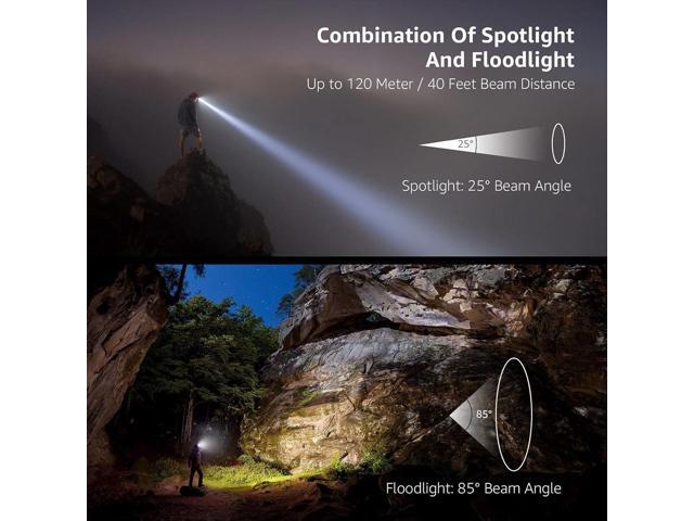Lepro HeadLamp, 2 Pack Super Bright LED Head lamp with 6 Lighting Modes, Waterproof, Battery Powered LED Lightweight Headlight for Cycling Running...