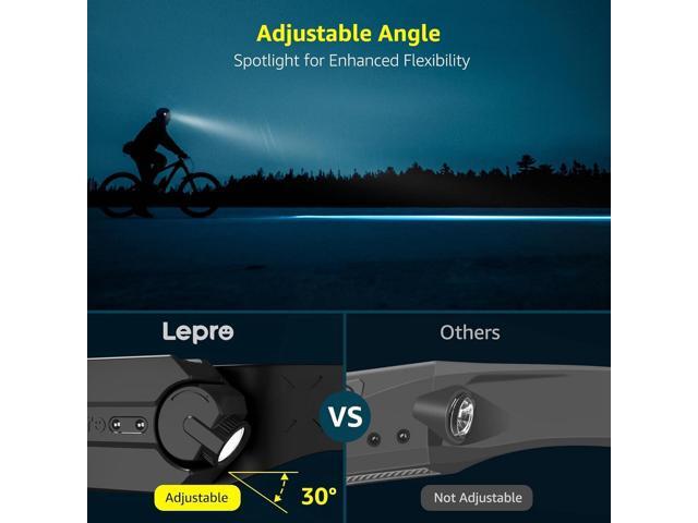 Lepro Headlamp - Super Bright LED Head Lamp Rechargeable with 230°Wide Beam, Adjustable Spotlight, Motion Sensor, 5 Modes, Waterproof Lightweight...