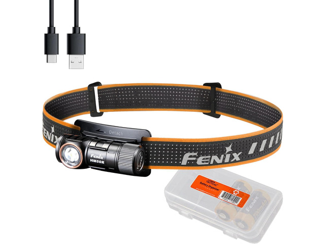 Fenix Power Bundle HM50R v2.0 Headlamp Bundle with 2X ARB-L16, 700 Lumen USB-C Rechargeable, Lightweight with Red Light and Lumentac Organizer