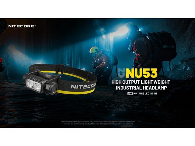 Nitecore NU53 1800 Lumen Headlamp, USB-C Fast Charging Long Runtime Lightweight Designed for Industrial uses with Auxilary White and Red Light Sticker