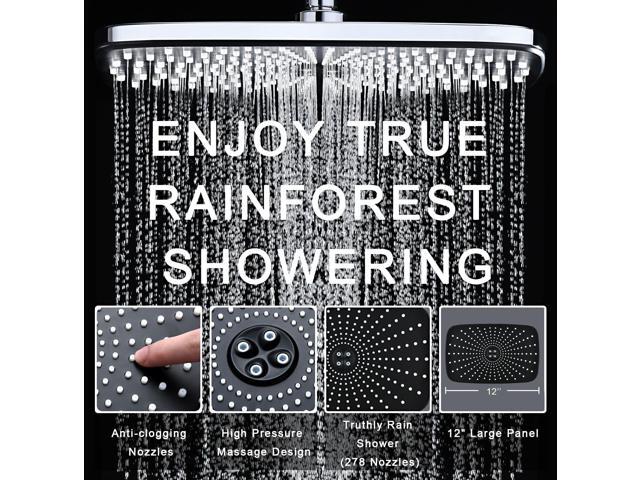 High Pressure Rain Shower Head: Upgrade Shower Heads with Handheld Spray Combo with Fixed Showerhead and 10 Sprays Handheld Shower Head, Detachable...