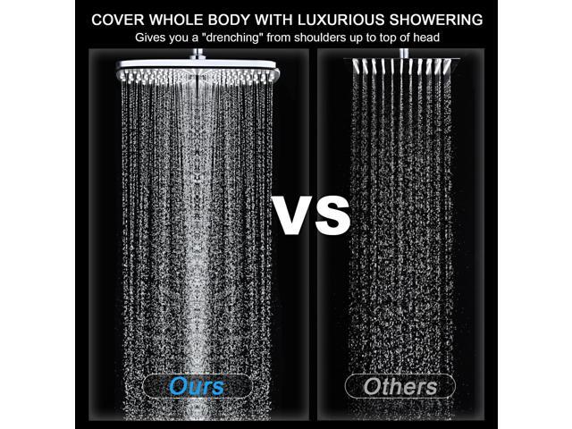 High Pressure Rain Shower Head: Upgrade Shower Heads with Handheld Spray Combo with Fixed Showerhead and 10 Sprays Handheld Shower Head, Detachable...