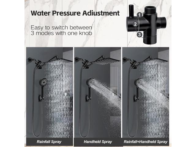 Shower Head, 8 inch Multifunction High Pressure Rain Shower Head with Handheld Spray Combo with 11'' Angle Adjustable Extension Arm/Flow...