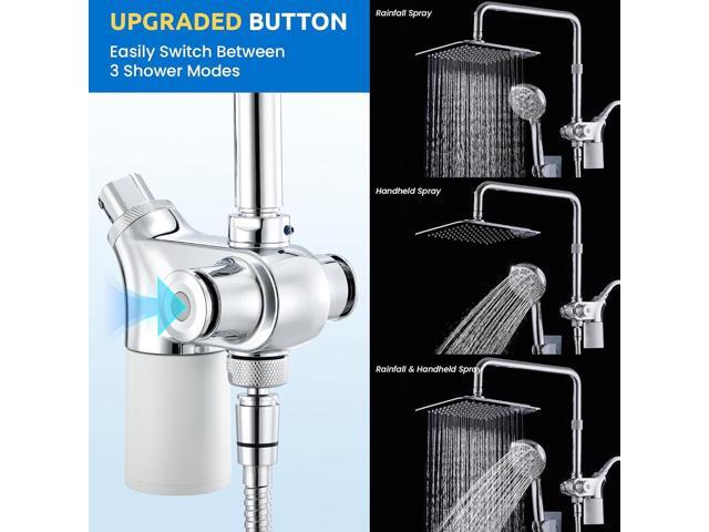 Ryamen Upgraded Dual Shower Heads Combo, 10 inch Filtered Shower Head with Handheld, 3-Way Rain Shower Head with Filters, 7 Settings Handheld...