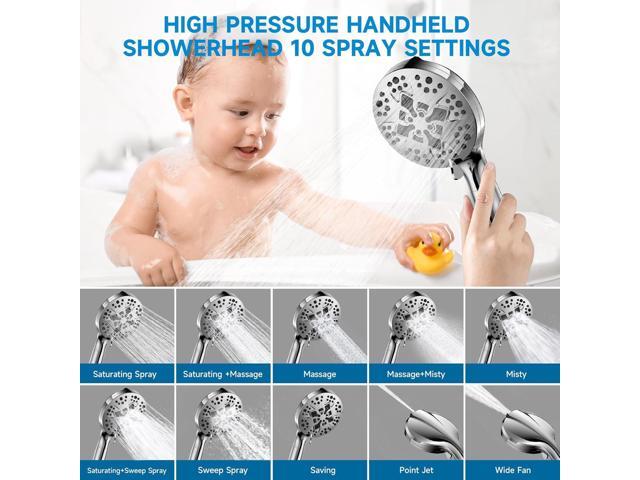 High Pressure Filtered Shower Head Combo with Handheld Spray, 6' Rain Shower Head & 5' Handheld Shower Head with Filters, 69' Stainless Steel Hose...