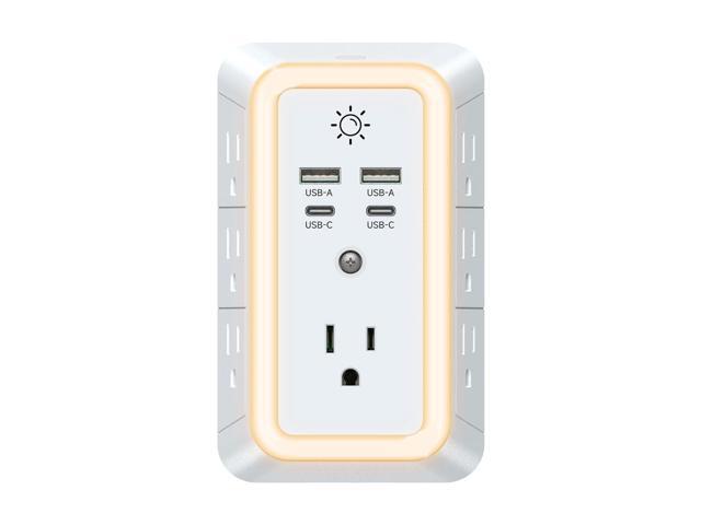 Multi Plug Outlet, USB Wall Charger, Surge Protector, 7 Outlet Extender with 4 USB Charging Ports (2 USB C) 1680J Power Strips Outlets with Night...
